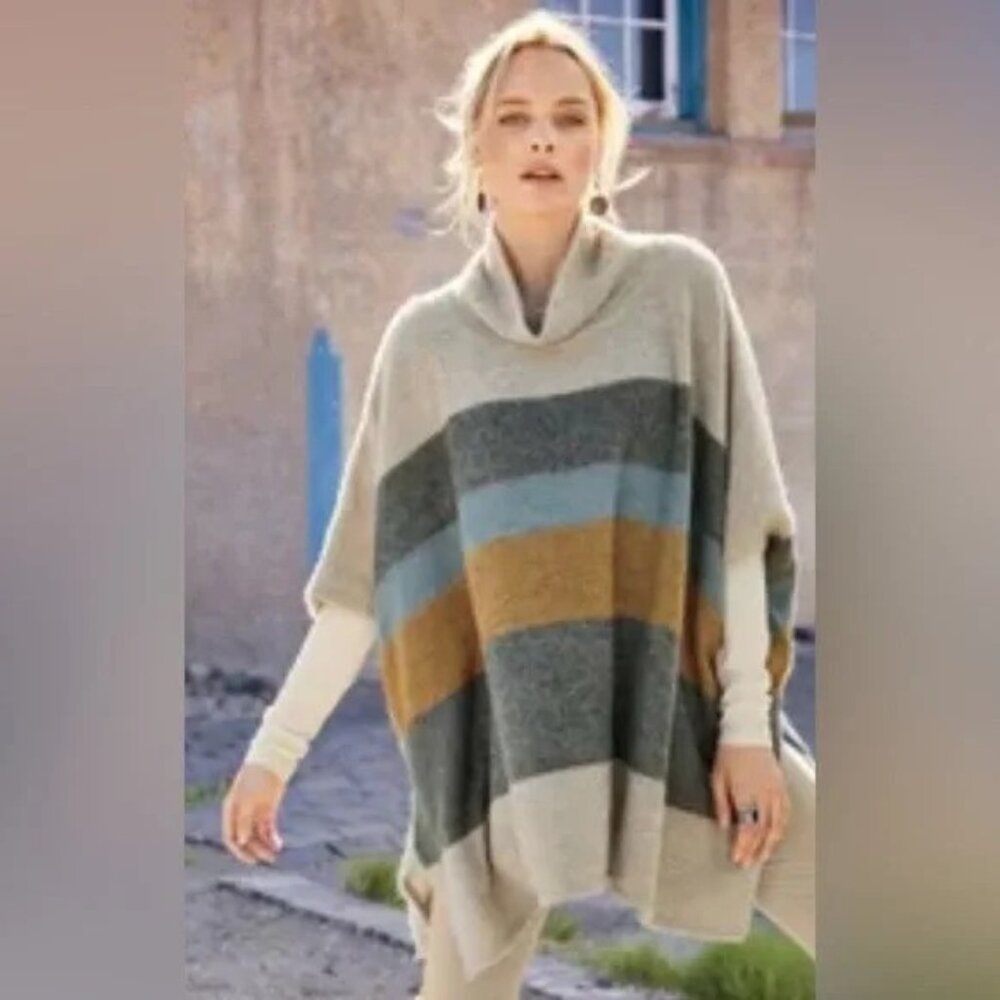 Peruvian Connection Wool/Baby Alpaca Sweater Poncho Top